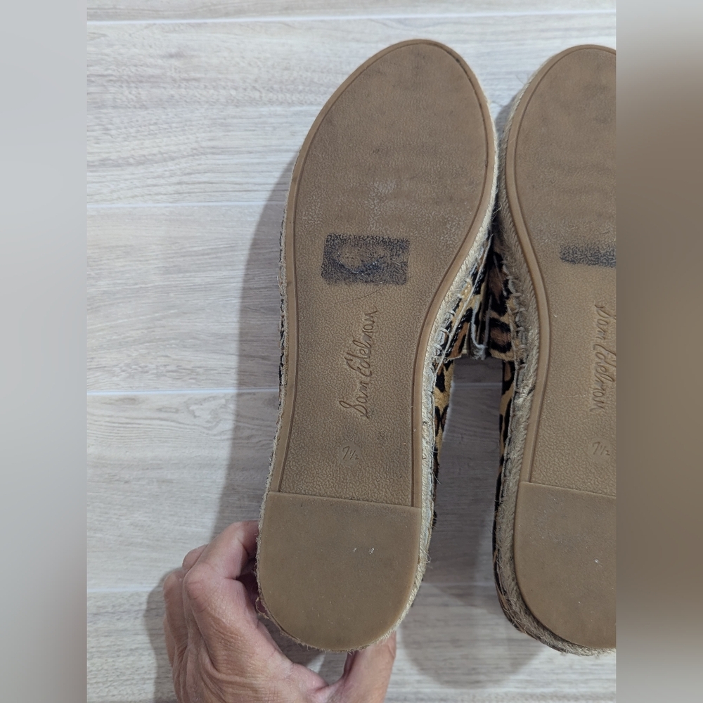 Sam Edelman Chloe Tan Brown Leopard Print Slip-on Shoes Size 7.5 EU 37.5 GUC - Picture 9 of 11